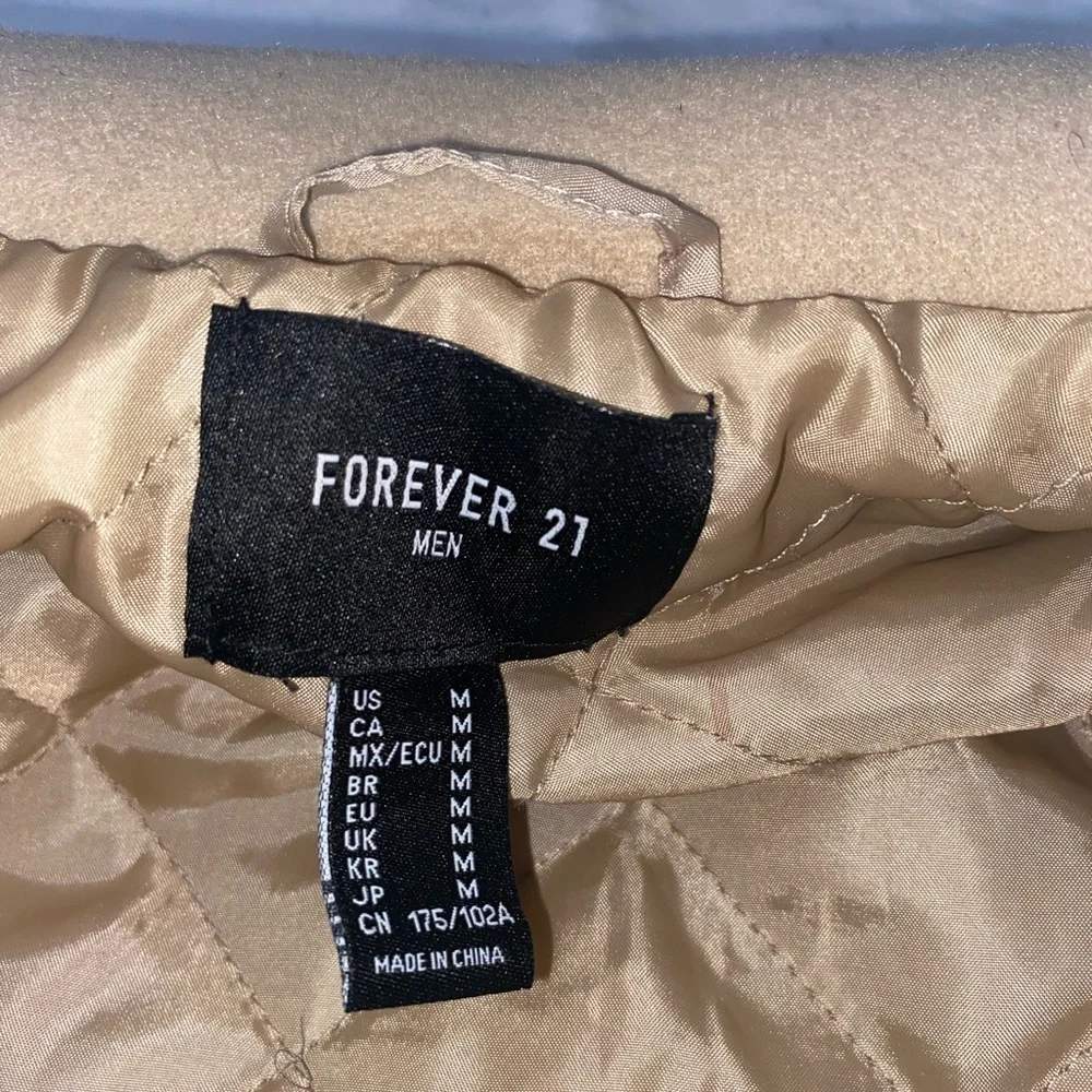 Forever 21 Tan and White Varsity Jacket with Ribbed Accents - Picture 4 of 4